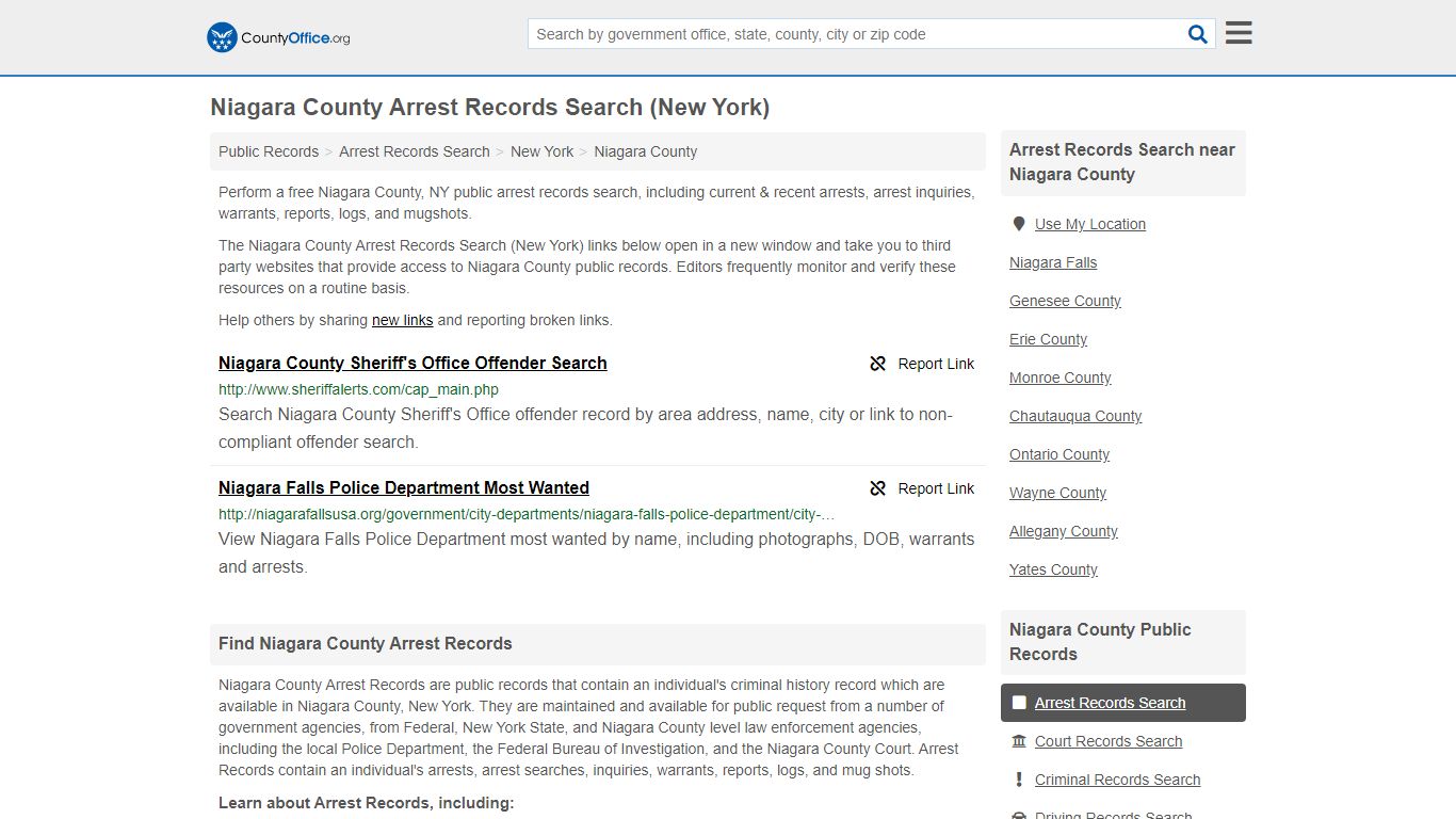 Arrest Records Search - Niagara County, NY (Arrests ...